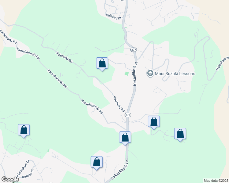 map of restaurants, bars, coffee shops, grocery stores, and more near 1351 Pulehuiki Road in Kula