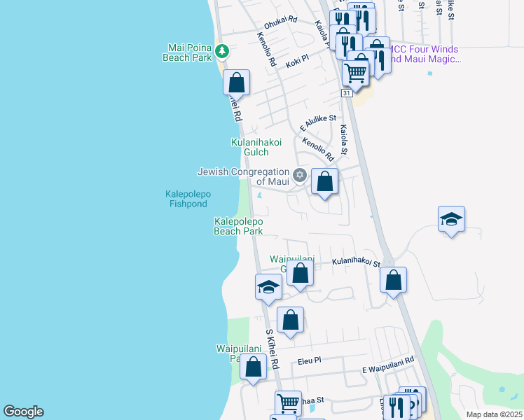 map of restaurants, bars, coffee shops, grocery stores, and more near 679 South Kihei Road in Kihei