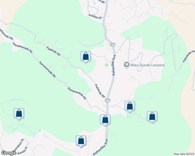 map of restaurants, bars, coffee shops, grocery stores, and more near 1351 Pulehuiki Road in Kula