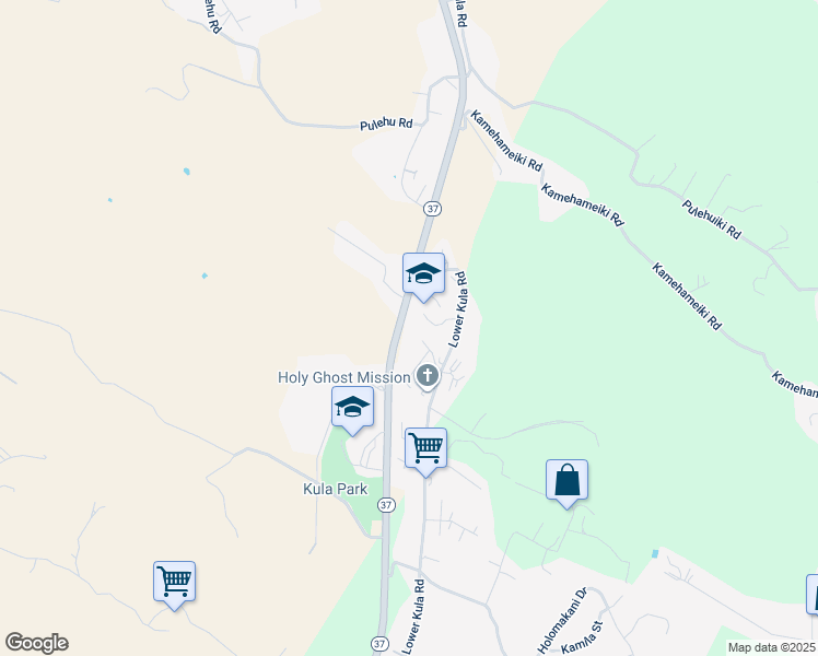 map of restaurants, bars, coffee shops, grocery stores, and more near 30 Alanui Place in Kula