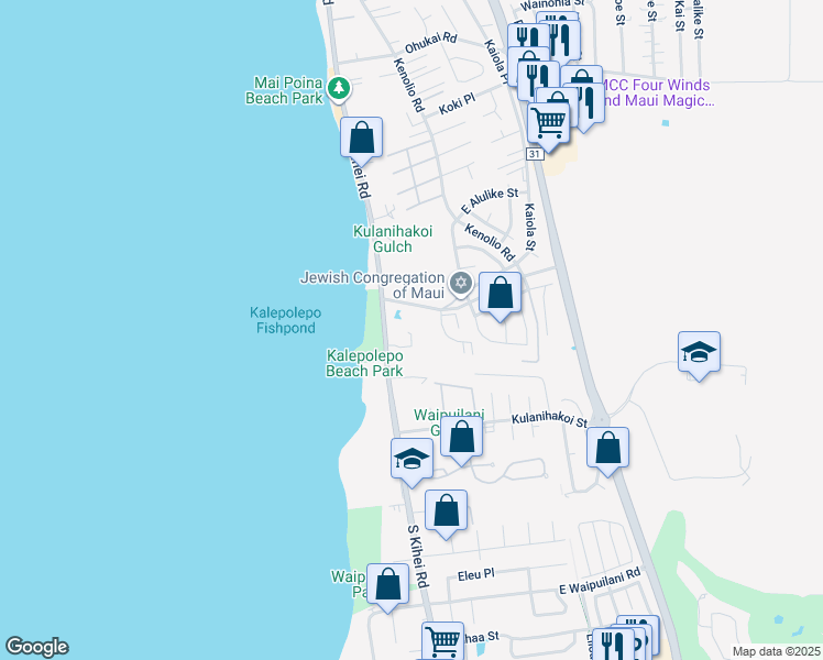 map of restaurants, bars, coffee shops, grocery stores, and more near 679 South Kihei Road in Kihei