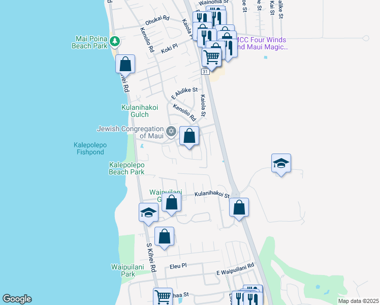 map of restaurants, bars, coffee shops, grocery stores, and more near 688 Imihale Street in Kihei