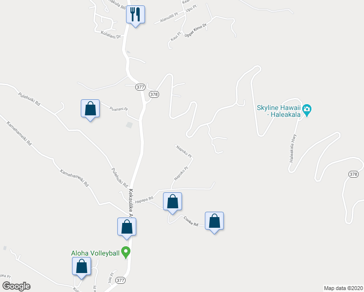map of restaurants, bars, coffee shops, grocery stores, and more near 334 Napoko Place in Kula