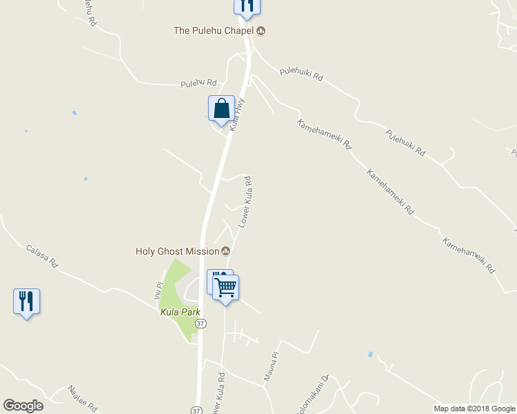 map of restaurants, bars, coffee shops, grocery stores, and more near 4141 Lower Kula Road in Kula