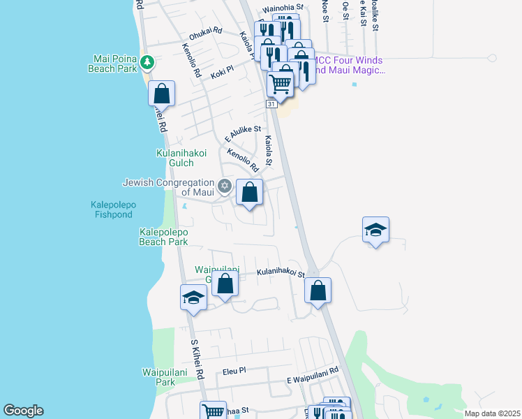 map of restaurants, bars, coffee shops, grocery stores, and more near 690 Malimali Street in Kihei