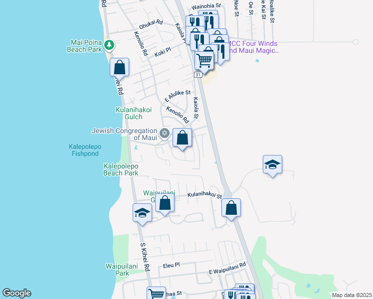 map of restaurants, bars, coffee shops, grocery stores, and more near 681 Imihale Street in Kihei
