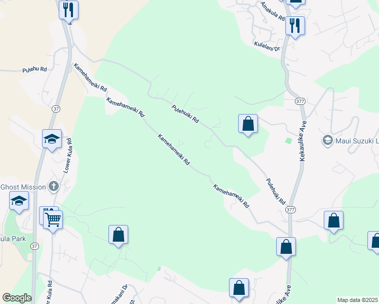 map of restaurants, bars, coffee shops, grocery stores, and more near 867 Kamehameiki Road in Kula