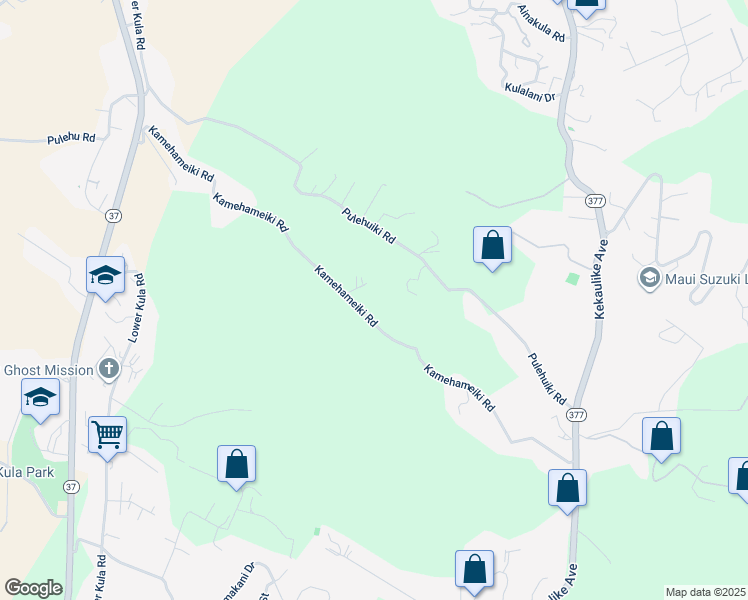 map of restaurants, bars, coffee shops, grocery stores, and more near 867 Kamehameiki Road in Kula