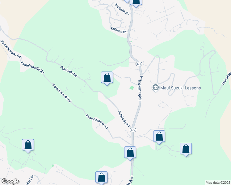 map of restaurants, bars, coffee shops, grocery stores, and more near 1265 Pulehuiki Road in Kula