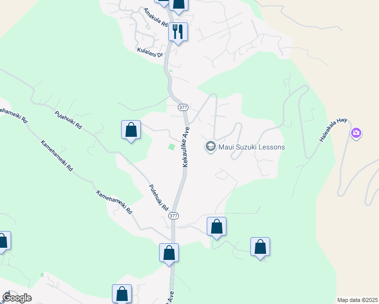 map of restaurants, bars, coffee shops, grocery stores, and more near 3036 Kekaulike Avenue in Kula