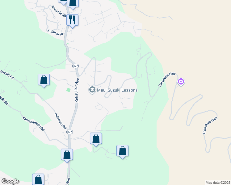 map of restaurants, bars, coffee shops, grocery stores, and more near 16860 Haleakala Highway in Kula
