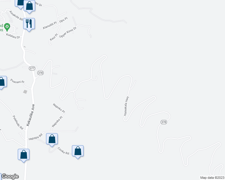 map of restaurants, bars, coffee shops, grocery stores, and more near 18505 Haleakala Highway in Kula