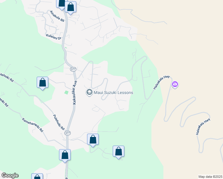 map of restaurants, bars, coffee shops, grocery stores, and more near Haleakala Highway in Kula