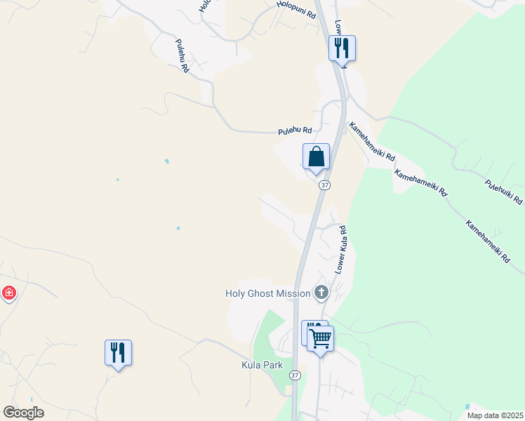 map of restaurants, bars, coffee shops, grocery stores, and more near 4485 Kula Highway in Kula