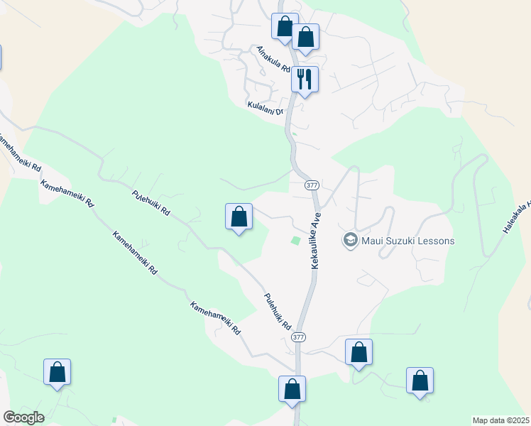map of restaurants, bars, coffee shops, grocery stores, and more near 220 Puanani Place in Kula