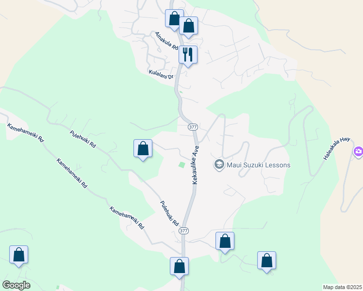 map of restaurants, bars, coffee shops, grocery stores, and more near 140 Puanani Place in Kula