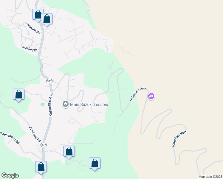 map of restaurants, bars, coffee shops, grocery stores, and more near 17-100 Haleakala Highway in Kula