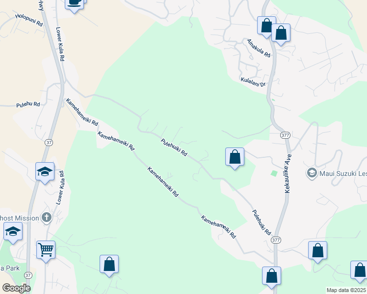map of restaurants, bars, coffee shops, grocery stores, and more near 885 Pulehuiki Road in Kula