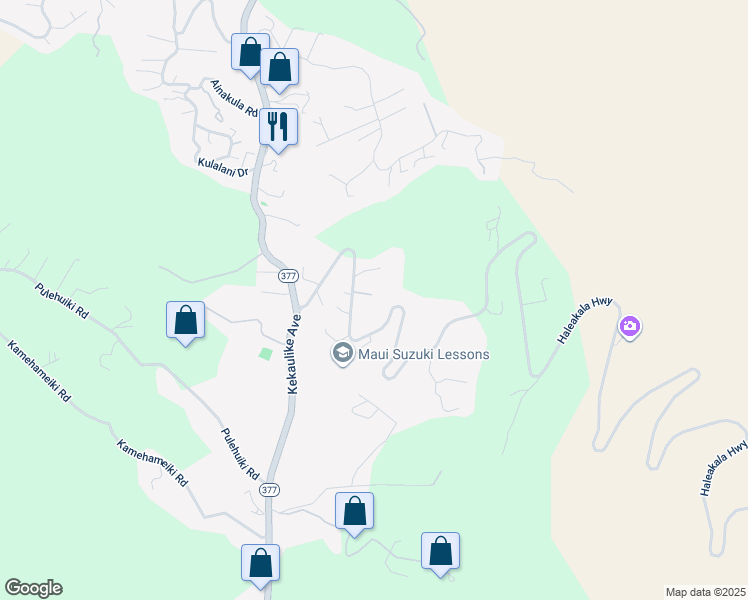 map of restaurants, bars, coffee shops, grocery stores, and more near 16-251 Haleakala Highway in Kula