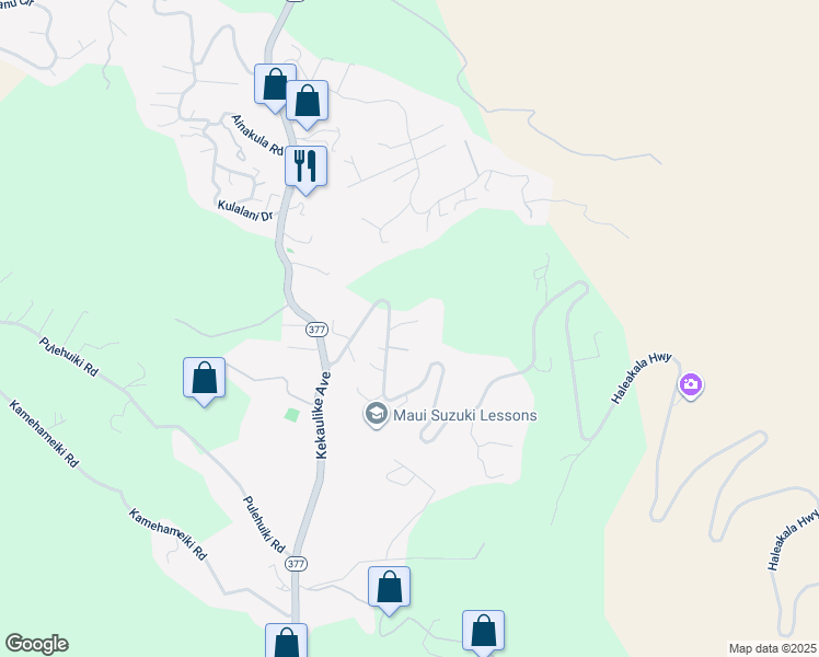 map of restaurants, bars, coffee shops, grocery stores, and more near Haleakala Highway in Maui County