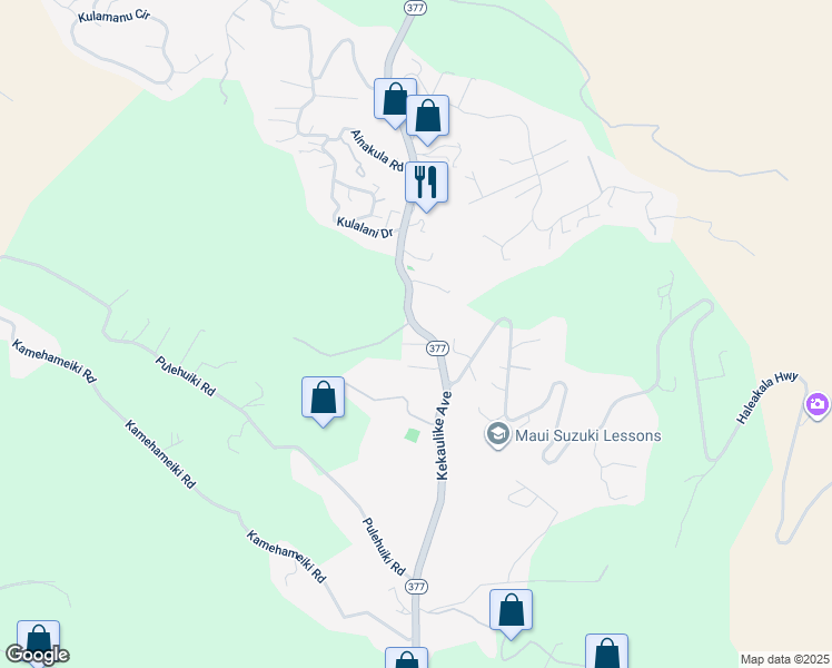 map of restaurants, bars, coffee shops, grocery stores, and more near 15-700 Haleakala Highway in Kula