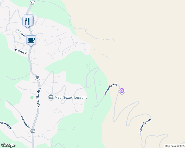 map of restaurants, bars, coffee shops, grocery stores, and more near 17526 Haleakala Highway in Kula