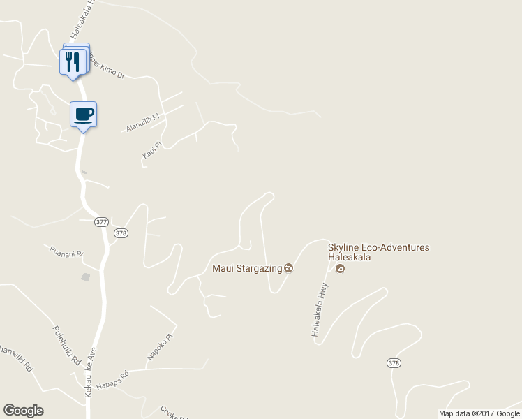 map of restaurants, bars, coffee shops, grocery stores, and more near 17526 Haleakala Highway in Kula