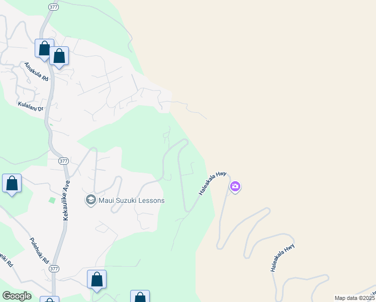 map of restaurants, bars, coffee shops, grocery stores, and more near 17-501 Haleakala Highway in Kula