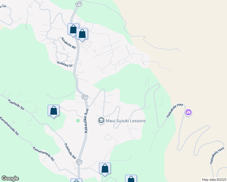 map of restaurants, bars, coffee shops, grocery stores, and more near Haleakala Highway in Maui County