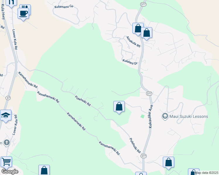 map of restaurants, bars, coffee shops, grocery stores, and more near 15640 Haleakala Highway in Kula