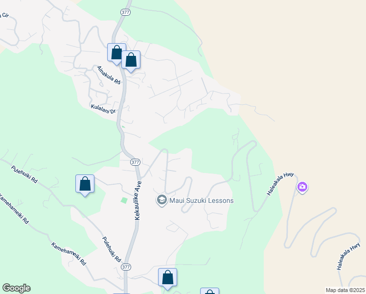 map of restaurants, bars, coffee shops, grocery stores, and more near Haleakala Highway in Kula
