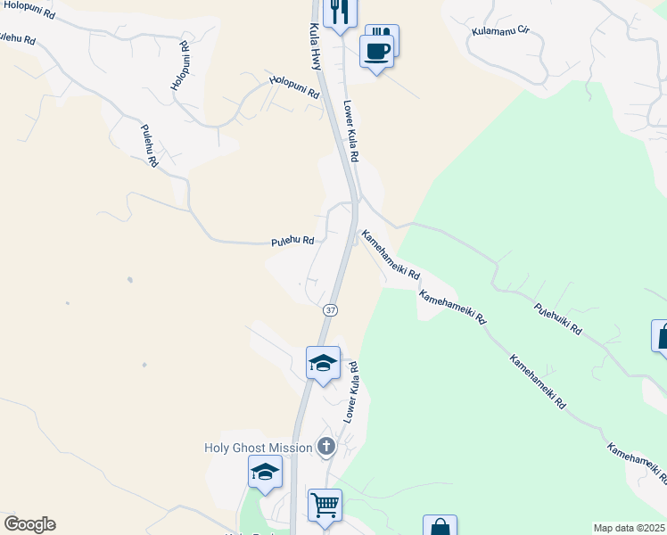 map of restaurants, bars, coffee shops, grocery stores, and more near 4020 Kula Highway in Kula