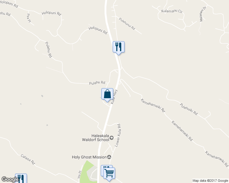 map of restaurants, bars, coffee shops, grocery stores, and more near 4020 Kula Highway in Kula
