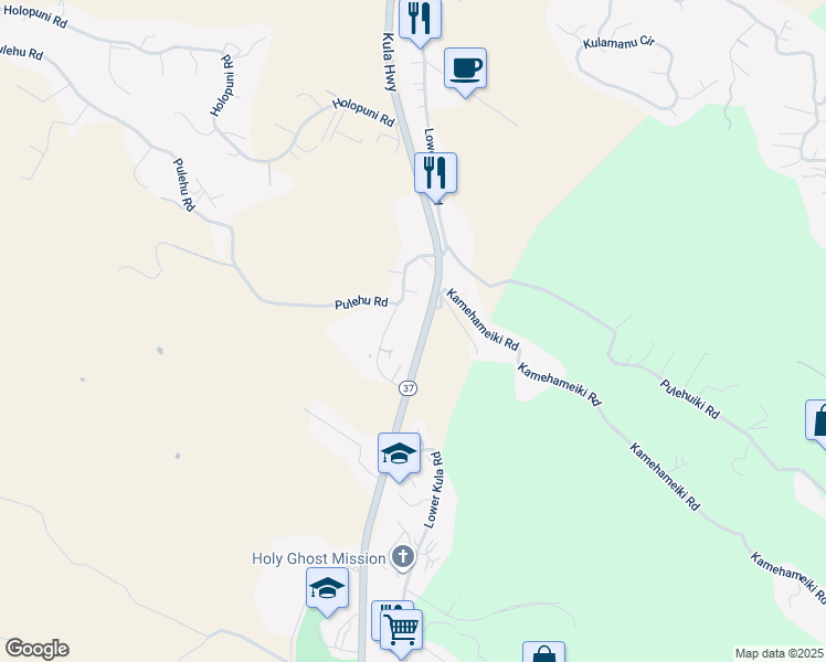 map of restaurants, bars, coffee shops, grocery stores, and more near 4010 Kula Highway in Kula