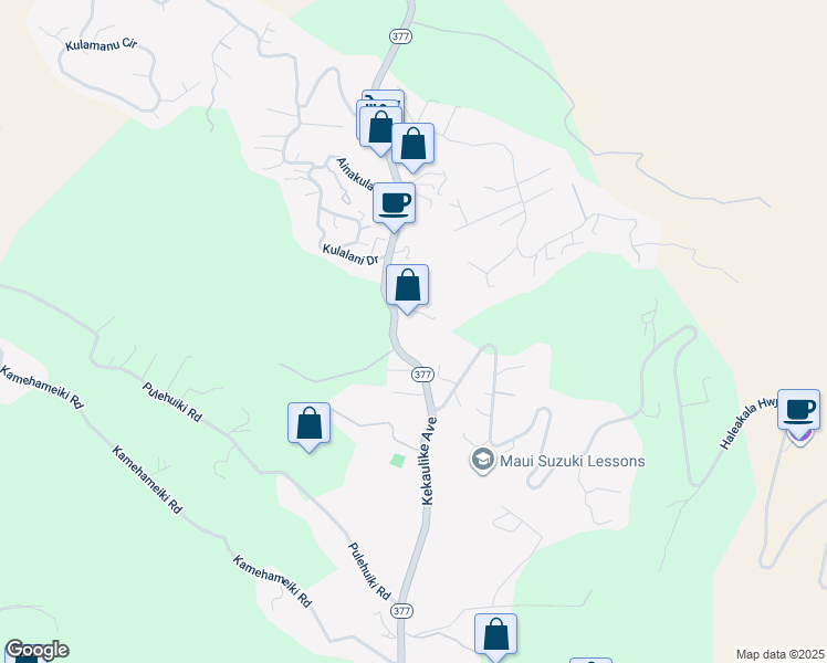 map of restaurants, bars, coffee shops, grocery stores, and more near 20 Kualono Place in Kula