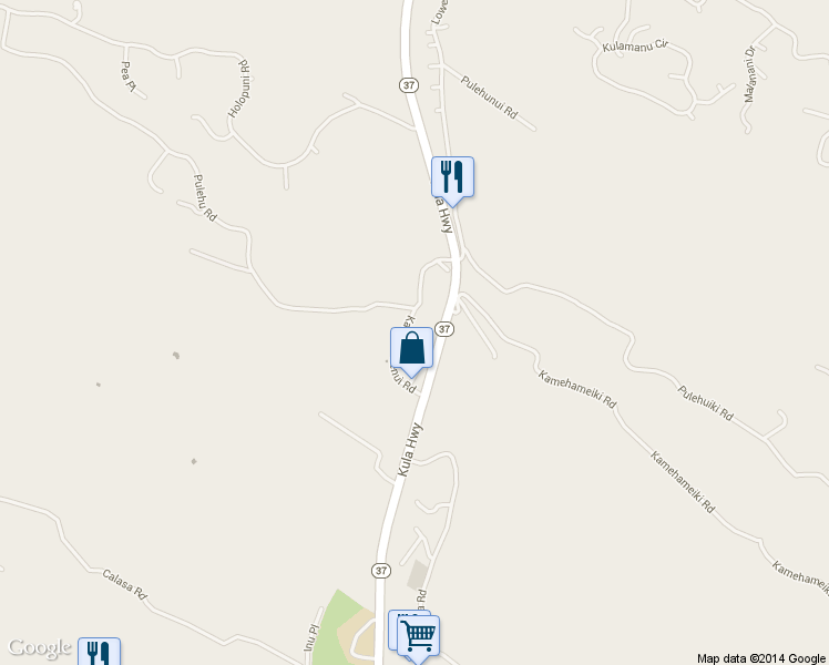 map of restaurants, bars, coffee shops, grocery stores, and more near 3535 Lower Kula Road in Kula