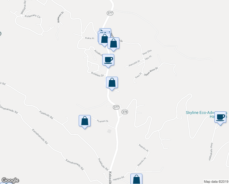 map of restaurants, bars, coffee shops, grocery stores, and more near 32 Kualono Place in Kula