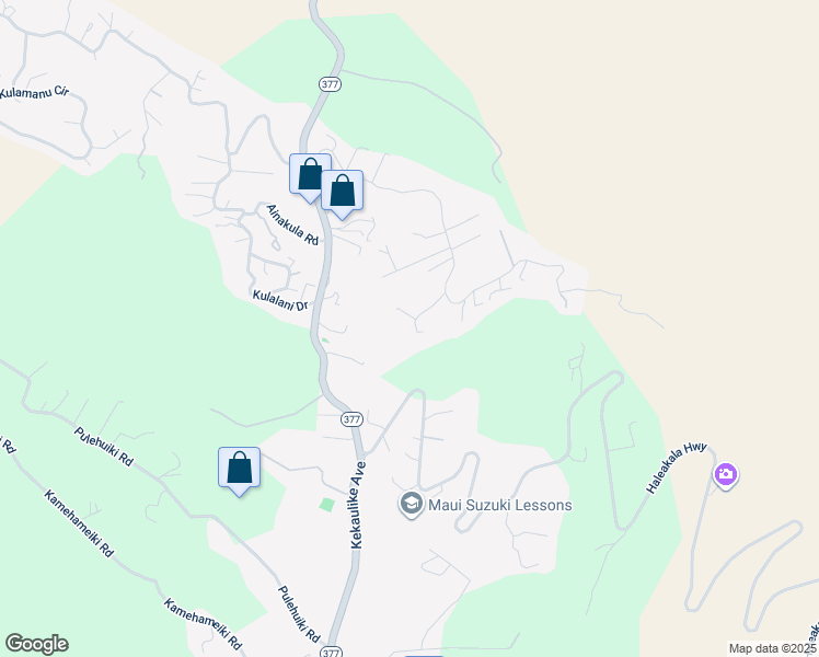 map of restaurants, bars, coffee shops, grocery stores, and more near 58 Kaui Place in Kula