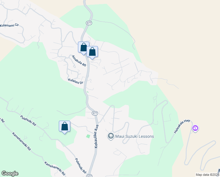 map of restaurants, bars, coffee shops, grocery stores, and more near 58 Kaui Place in Kula