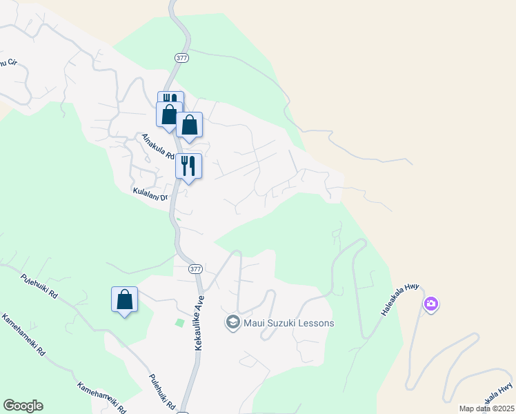 map of restaurants, bars, coffee shops, grocery stores, and more near 712 Upper Kimo Drive in Kula