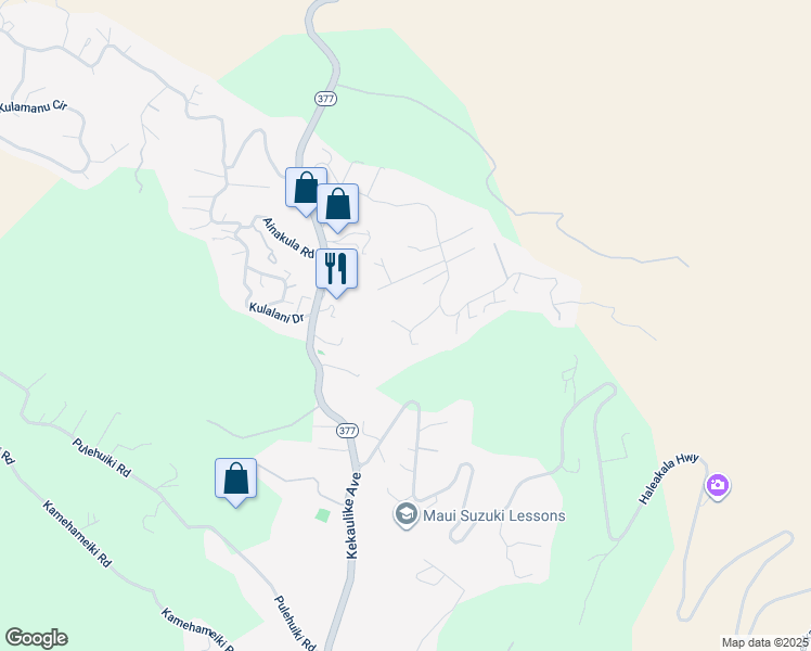 map of restaurants, bars, coffee shops, grocery stores, and more near 40 Kaui Place in Kula