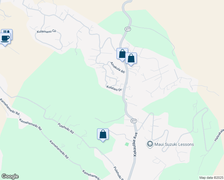 map of restaurants, bars, coffee shops, grocery stores, and more near 308 Kulalani Drive in Kula
