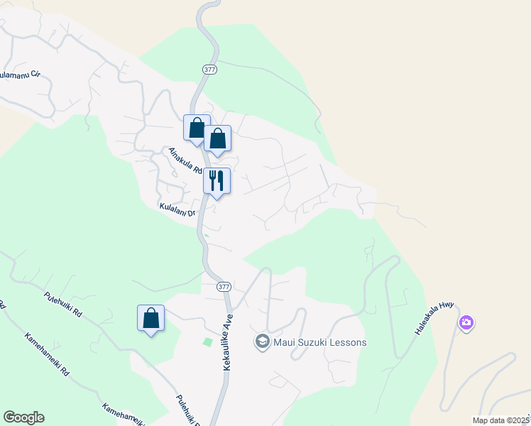 map of restaurants, bars, coffee shops, grocery stores, and more near 34 Kaui Place in Kula