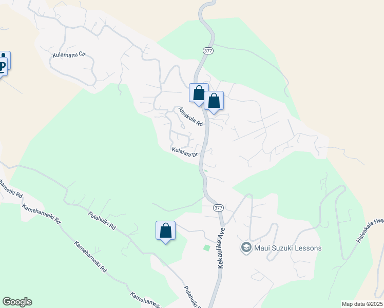 map of restaurants, bars, coffee shops, grocery stores, and more near 367 Kulalani Drive in Kula