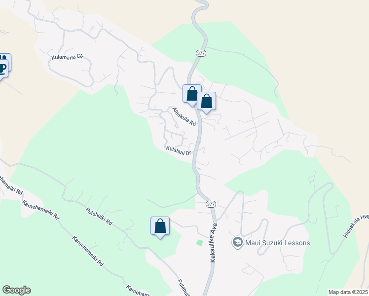map of restaurants, bars, coffee shops, grocery stores, and more near 177 Kulalani Circle in Kula