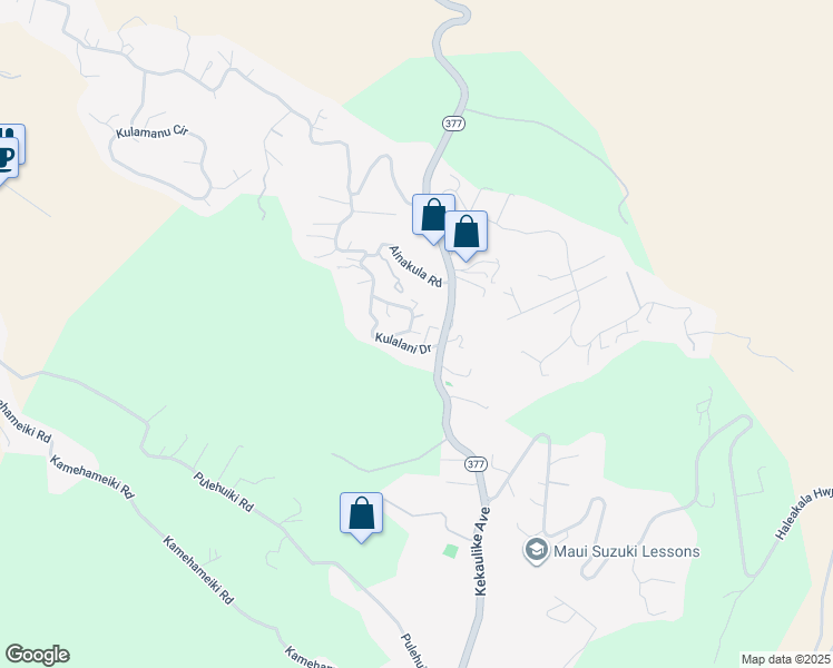map of restaurants, bars, coffee shops, grocery stores, and more near 177 Kulalani Circle in Kula