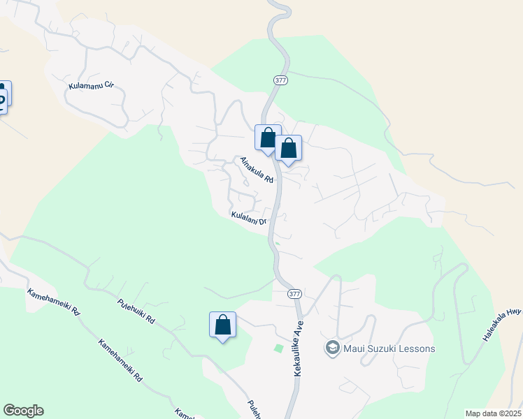 map of restaurants, bars, coffee shops, grocery stores, and more near 135 Kulalani Circle in Kula