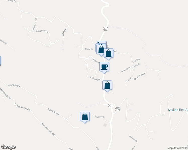 map of restaurants, bars, coffee shops, grocery stores, and more near 174 Kulalani Circle in Kula