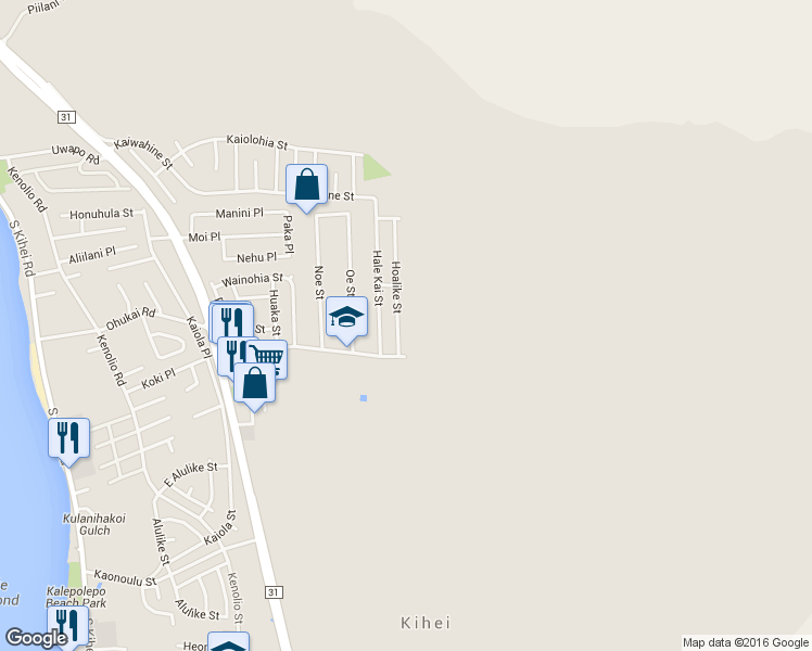map of restaurants, bars, coffee shops, grocery stores, and more near 335 Hoalike St in Kihei