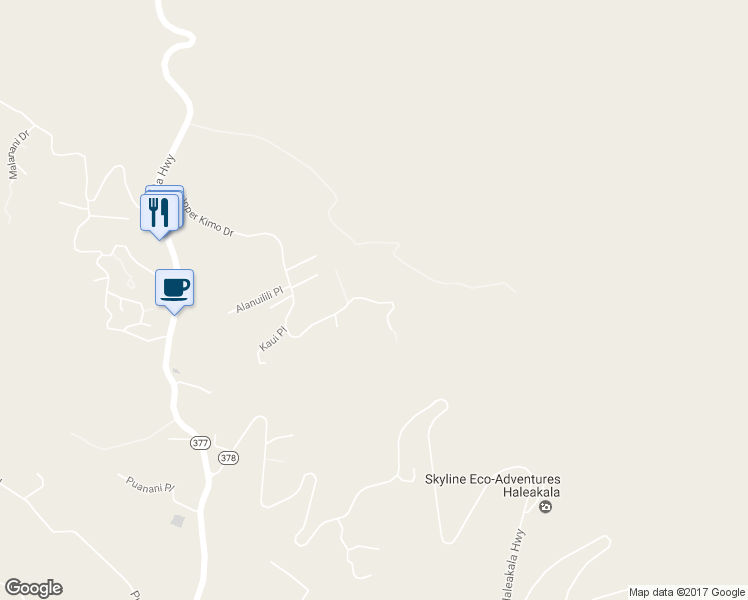 map of restaurants, bars, coffee shops, grocery stores, and more near 993 Upper Kimo Drive in Kula